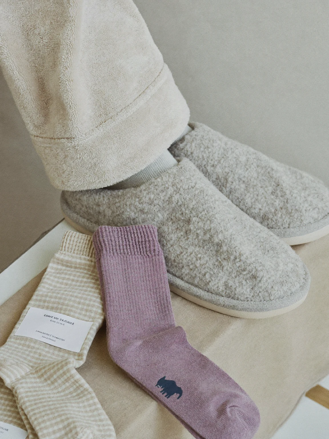 Illustration zur sorgfältigen Zusammenstellung von Socken und Homewear